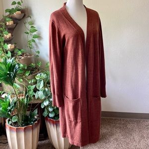 New Denim+Company Tan Brown 60% Cotton 40% Acrylic Long Cardigan size M